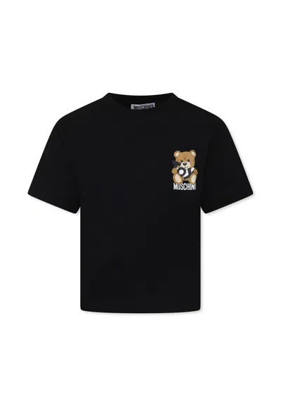 Moschino Black T-shirt For Kids With Teddy Bear
