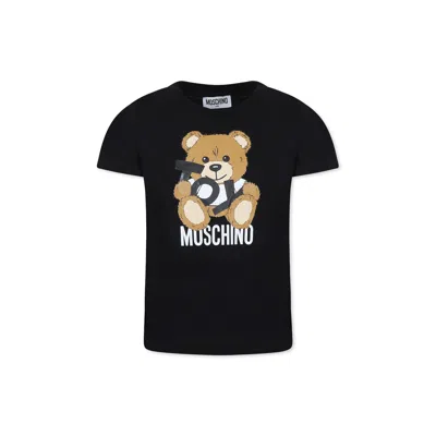 Moschino Black T-shirt For Kids With Teddy Bear