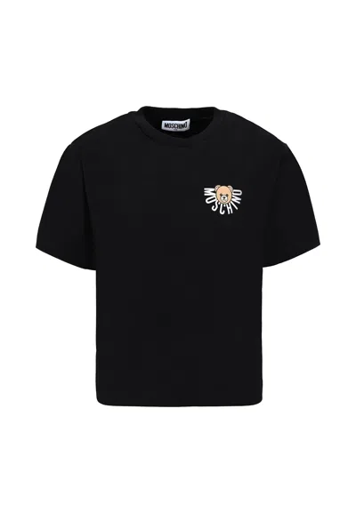 Moschino Black T-shirt For Kids With Teddy Bear