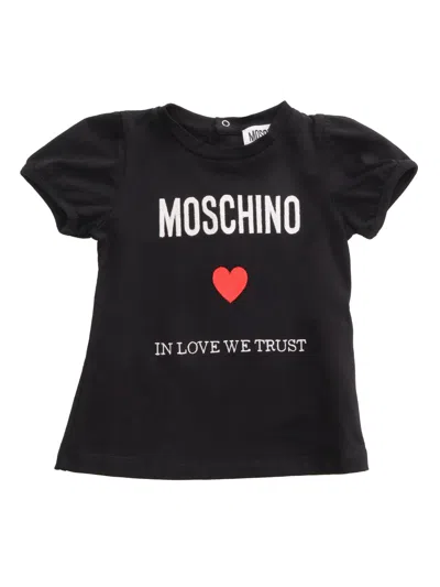 Moschino Babies' Black T-shirt With Logo