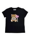 Moschino Black T-shirt With Teddy Bear Print On The Front In Cotton Girl In Black