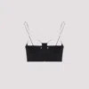 Moschino Stretch Poplin Crop Top With Pearls In Black