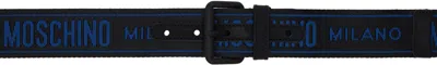 Moschino Black Tape Belt In A6555 Fantasy Print