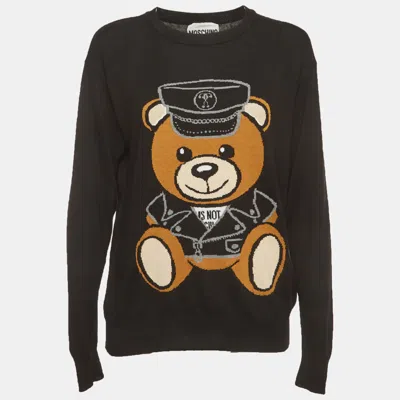 Pre-owned Moschino Black Teddy Bear Knit Crewneck Sweater Xxs