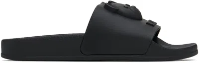 Moschino Black Teddy Bear Pool Slides In 000 Nero