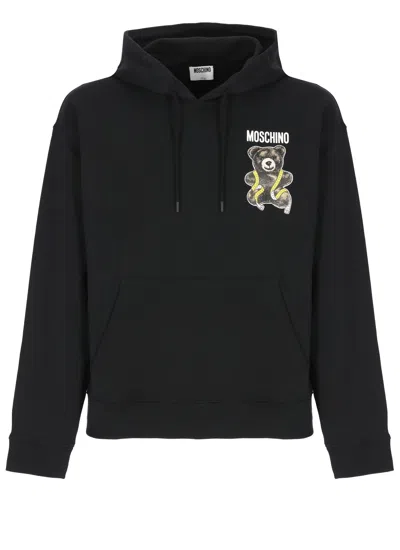 Moschino Black Teddy Bear Print Hooded Cotton Sweatshirt