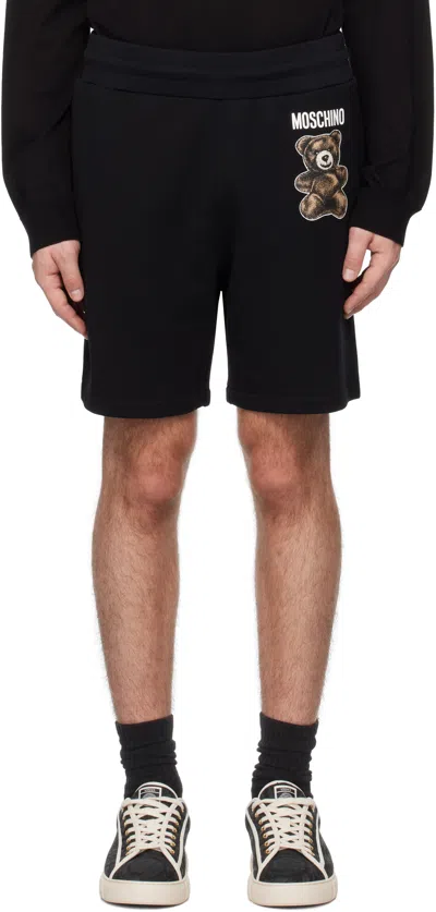Moschino Black Teddy Bear Shorts In Multi Black