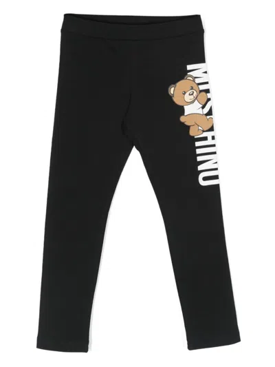 Moschino Kids' Black Teddy Bear Stretch-cotton Trousers