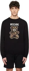 Moschino Black Teddy Bear Sweater In Multi Black