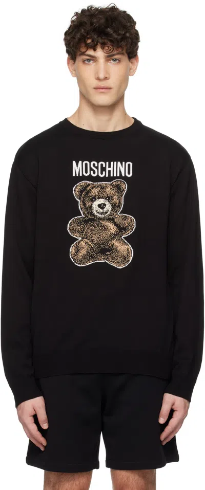 Moschino Black Teddy Bear Sweater In Multi Black