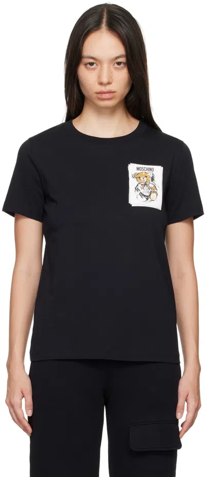 Moschino Teddy Bear-print Cotton T-shirt In Black