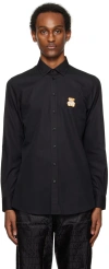 Moschino Black Teddy Patch Shirt In A1555 Fantasy Print