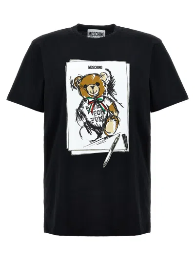 MOSCHINO BLACK TEDDY PRINT T-SHIRT