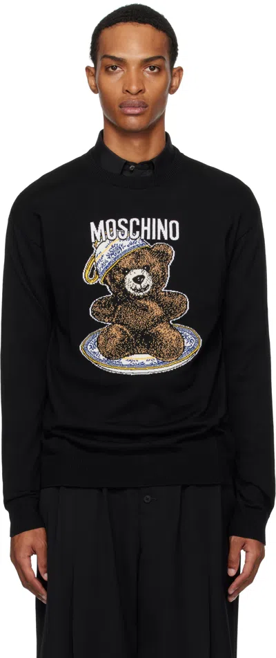 Moschino Intarsia-knit Sweater In Black