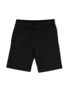 MOSCHINO BLACK TRACK SHORTS WITH ALL-OVER LOGO