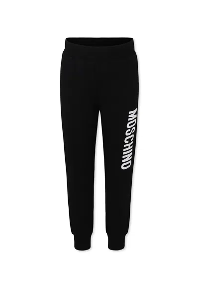 Moschino Black Trousers For Kids With Logo