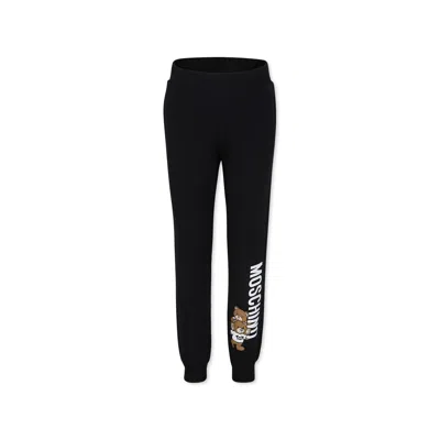 Moschino Black Trousers For Kids With Two Teddy Bear