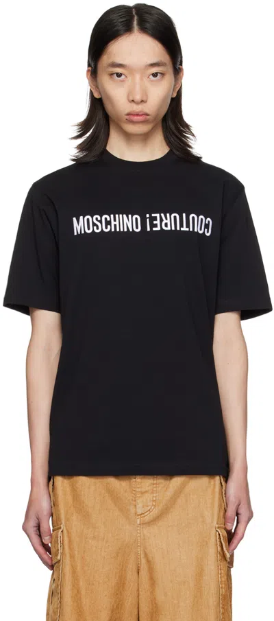 Moschino Black Upside Down Logo T-shirt In Multi Black