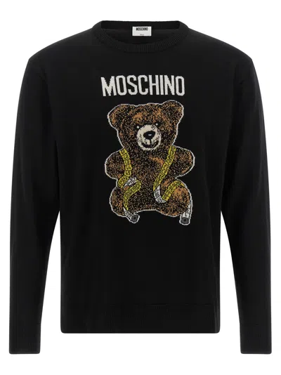 MOSCHINO MOSCHINO BLACK VIRGIN WOOL MEN'S CARDIGAN