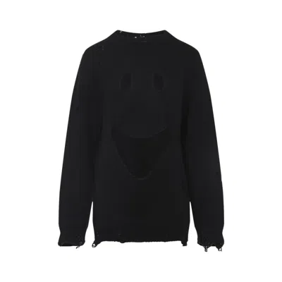 MOSCHINO BLACK VIRGIN WOOL SMILE CROPPED SWEATER