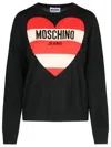 Moschino Heart Graphic Knit Sweater With Crew Neckline In Black