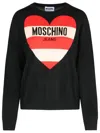 Moschino Heart Graphic Knit Sweater With Crew Neckline In Black
