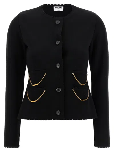 Moschino Black Virgin Wool Women's Cardigan