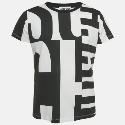 Pre-owned Moschino Black / White All Over Logo Print Cotton T-shirt M