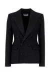 Moschino Tailored Wool Blazer Featuring Structured Shoulders In Blue