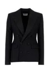 Moschino Tailored Wool Blazer Featuring Structured Shoulders In Blue
