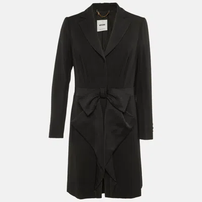 Pre-owned Moschino Black Wool Bow Detail Blazer Dress L