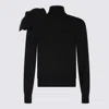 Moschino Black Turtleneck Sweater With Flower Detail In Black