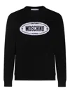 Moschino Ribbed Crew Neck Knitwear With Long Sleeves In Negro