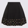 Moschino Polka Dots Wool Blend Diagonal Miniskirt In Black