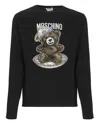Moschino Bear Embroidered Crewneck Sweater In Black