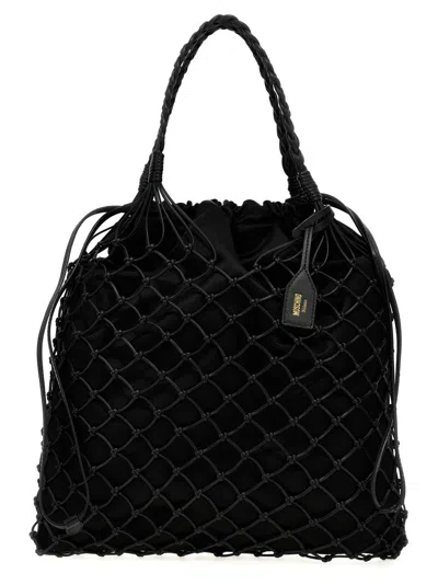 MOSCHINO WOMEN BLACK WOVEN NAPPA LEATHER SHOPPING BAG, ONESIZE LUXURY TOTES FOR WOMEN DARVEYS