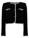 Moschino Crepe Short Jacket Blazer And Suits In Blackwhite