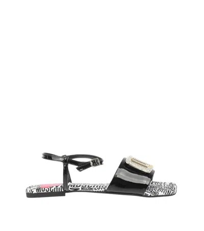 Moschino Blackwhite Embellished Sandals