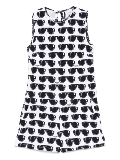 Moschino Blackwhite Sunglasses-print Playsuit In White