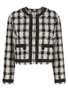 Moschino Short Jacket With All-over Texture Print In Black