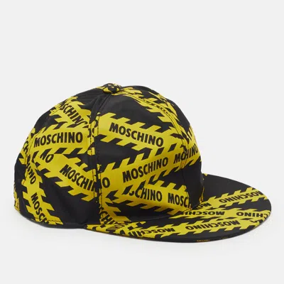 Pre-owned Moschino Black/yellow Monogram Nylon Baseball Cap S