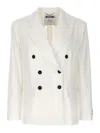 Moschino Double-breasted Blazer With Buttoned Cuffs In White