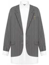 Moschino Blazer-print Shirt In Grey