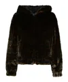 Moschino Faux Fur Hooded Coat With Side Pockets In Black