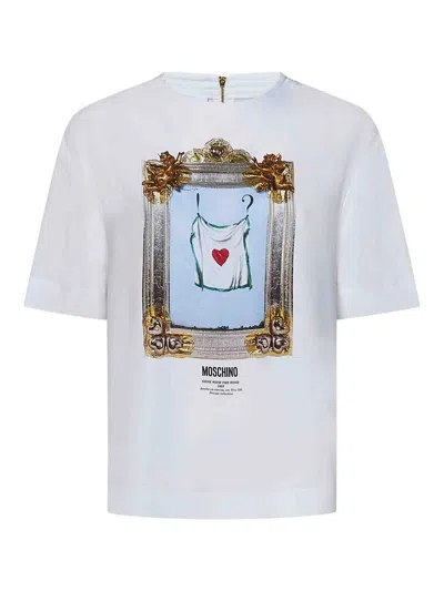 Tシャツ・カットソー Moschino ENVER SATIN BLOUSE STILL LIFE WITH HEART Moschino Couture Enver Satin Blouse Still Life With Heart In
