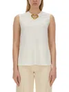 Moschino Blouse With Heart Applique And Subtle Keyhole Detail