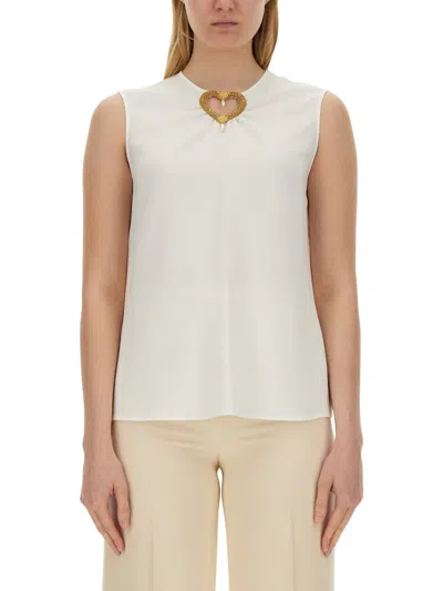 MOSCHINO BLOUSE WITH HEART APPLIQUE