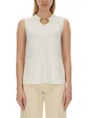 Moschino Blouse With Heart Applique And Subtle Keyhole Detail In White