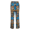 Moschino Blue Allover Robot Print Cotton Trousers In Blue