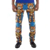 Moschino Blue Allover Robot Print Cotton Trousers In Blue